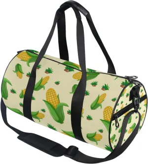 Cute Corn on Yellow Gym Duffle Bag Women Men Sports Fitness Bag for Travel Workout Gymnastics Dance Ballet