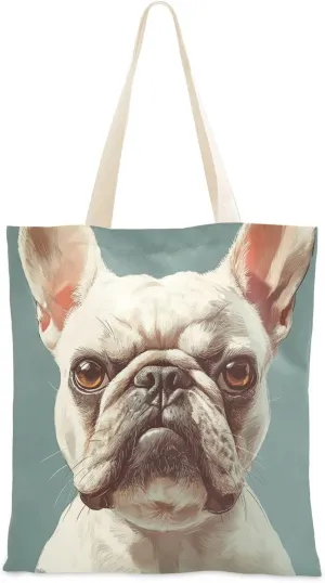 Cute French Bulldog Dogs Anger Canvas Shopping Bags For Groceries Customized Gifts Canvas Totes Bulk