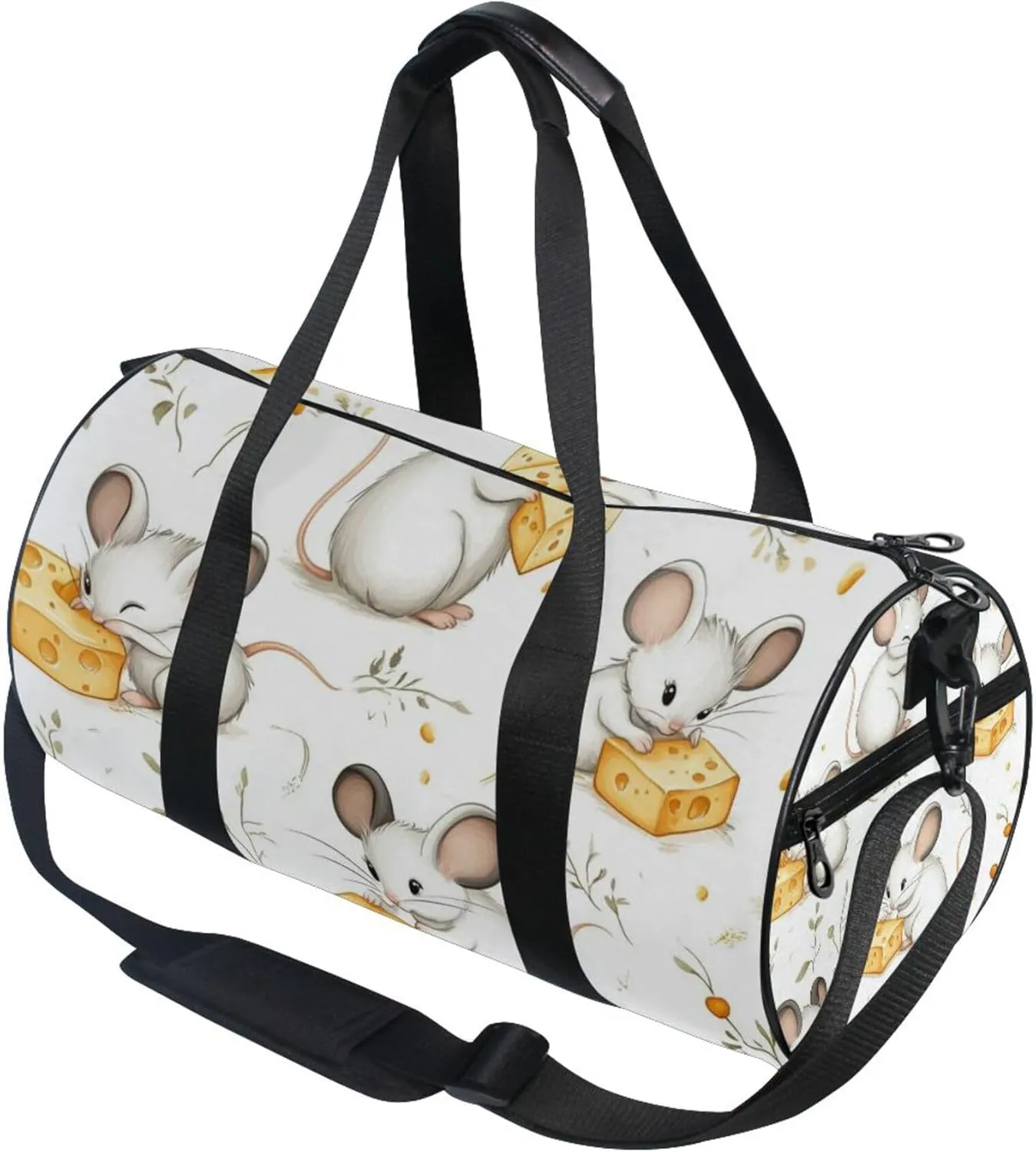 Cute Funny Mouse and Cheese Gym Duffle Bag Women Men Sports Fitness Bag for Travel Workout Gymnastics Dance Ballet