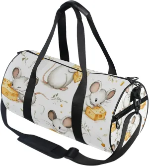 Cute Funny Mouse and Cheese Gym Duffle Bag Women Men Sports Fitness Bag for Travel Workout Gymnastics Dance Ballet