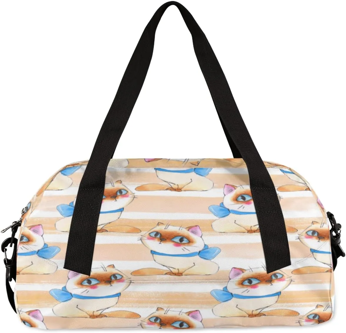 Cute Kitten Stripe Gym Bag, Duffle Bag, Weekender Bag, Duffel Bag, Overnight Bag, Travel Duffel Bag, Dance Bag, Tote Bag, Beach Bag, Pool Bag, Gym Duffle Bag, Carry on Bag