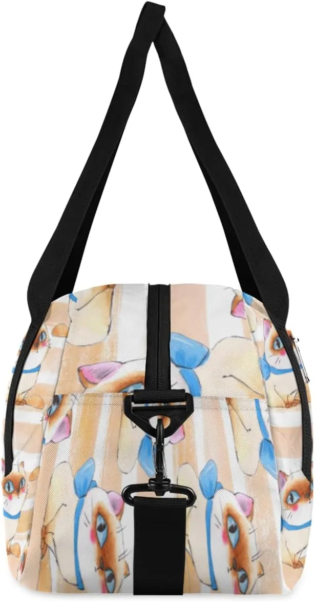 Cute Kitten Stripe Gym Bag, Duffle Bag, Weekender Bag, Duffel Bag, Overnight Bag, Travel Duffel Bag, Dance Bag, Tote Bag, Beach Bag, Pool Bag, Gym Duffle Bag, Carry on Bag