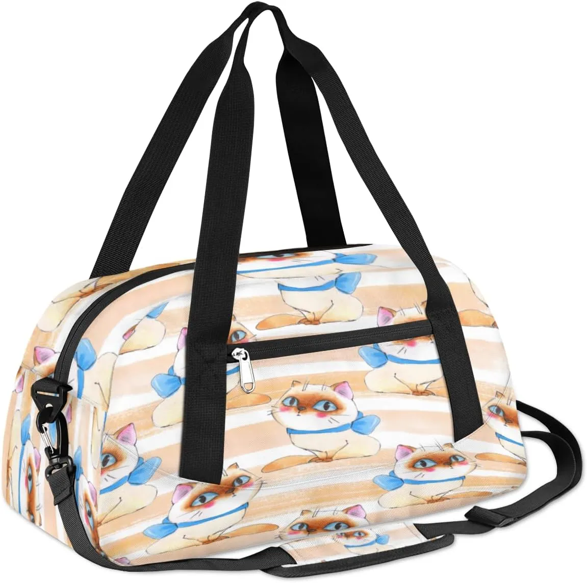 Cute Kitten Stripe Gym Bag, Duffle Bag, Weekender Bag, Duffel Bag, Overnight Bag, Travel Duffel Bag, Dance Bag, Tote Bag, Beach Bag, Pool Bag, Gym Duffle Bag, Carry on Bag