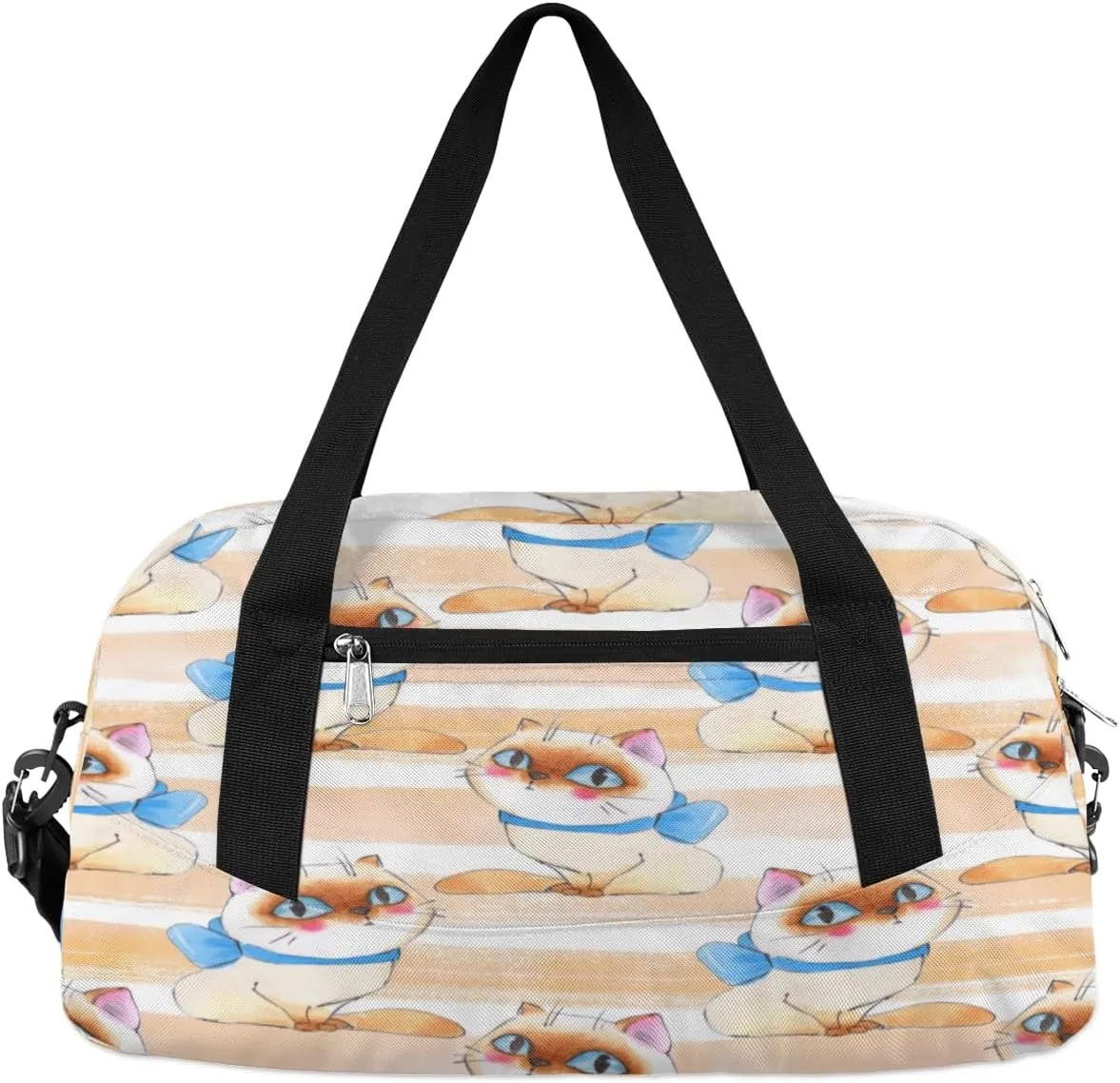 Cute Kitten Stripe Gym Bag, Duffle Bag, Weekender Bag, Duffel Bag, Overnight Bag, Travel Duffel Bag, Dance Bag, Tote Bag, Beach Bag, Pool Bag, Gym Duffle Bag, Carry on Bag