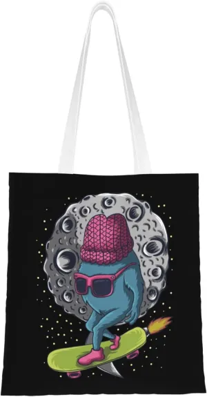 Cute Monsters Tote Bag for Women Canvas Shopping Bags Reusable Large Capacity Casual Shoulder Handbags Grocery Bags DIY Gift Bags