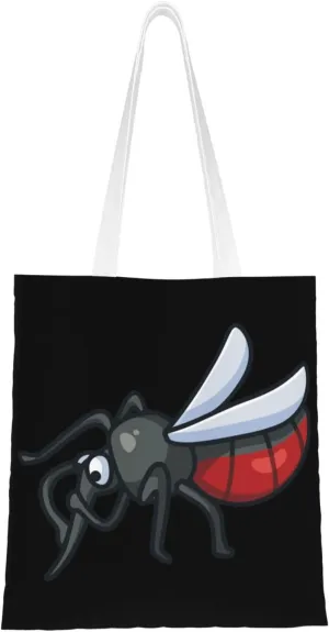 Cute Mosquitoes Tote Bag for Women Canvas Shopping Bags Reusable Large Capacity Casual Shoulder Handbags Grocery Bags DIY Gift Bags