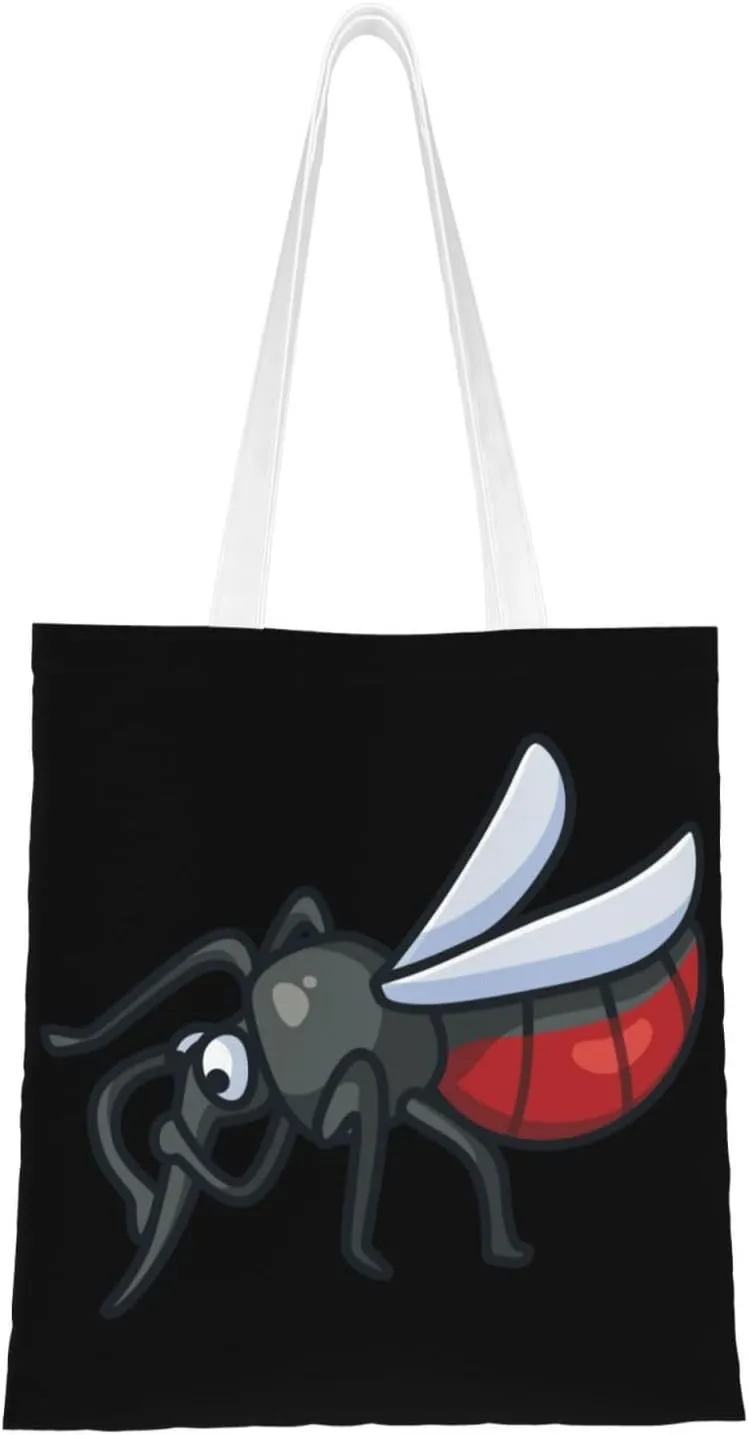 Cute Mosquitoes Tote Bag for Women Canvas Shopping Bags Reusable Large Capacity Casual Shoulder Handbags Grocery Bags DIY Gift Bags