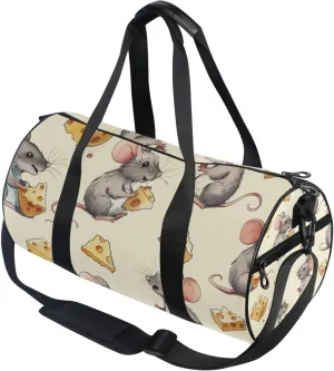 Cute Mouse Cheese Gym Duffle Bag Women Men Sports Fitness Bag for Travel Workout Gymnastics Dance Ballet