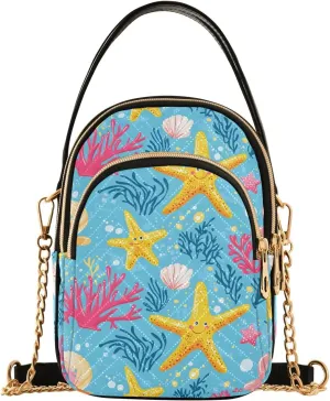 Cute Sea Creatures Shoulder Handbag for Girls Stylish Crossbody Handbags with Detachable Chain Shoulder Strap