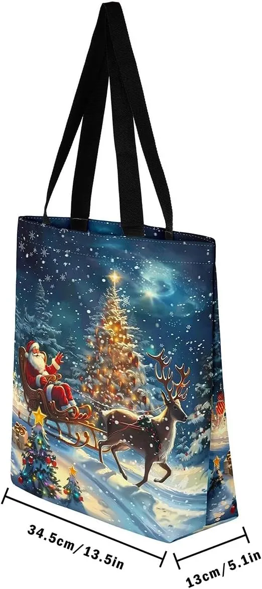 Cute Snowman Canvas Tote Bag,Merry Christmas Shopping Canvas Bags