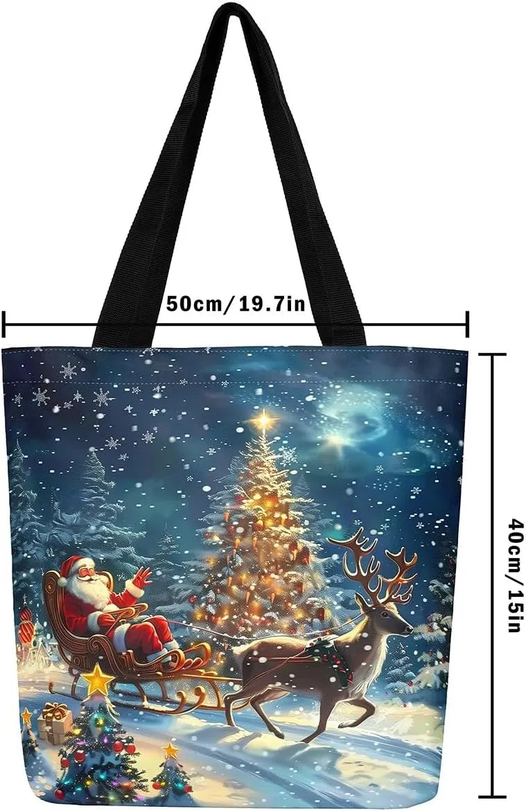 Cute Snowman Canvas Tote Bag,Merry Christmas Shopping Canvas Bags