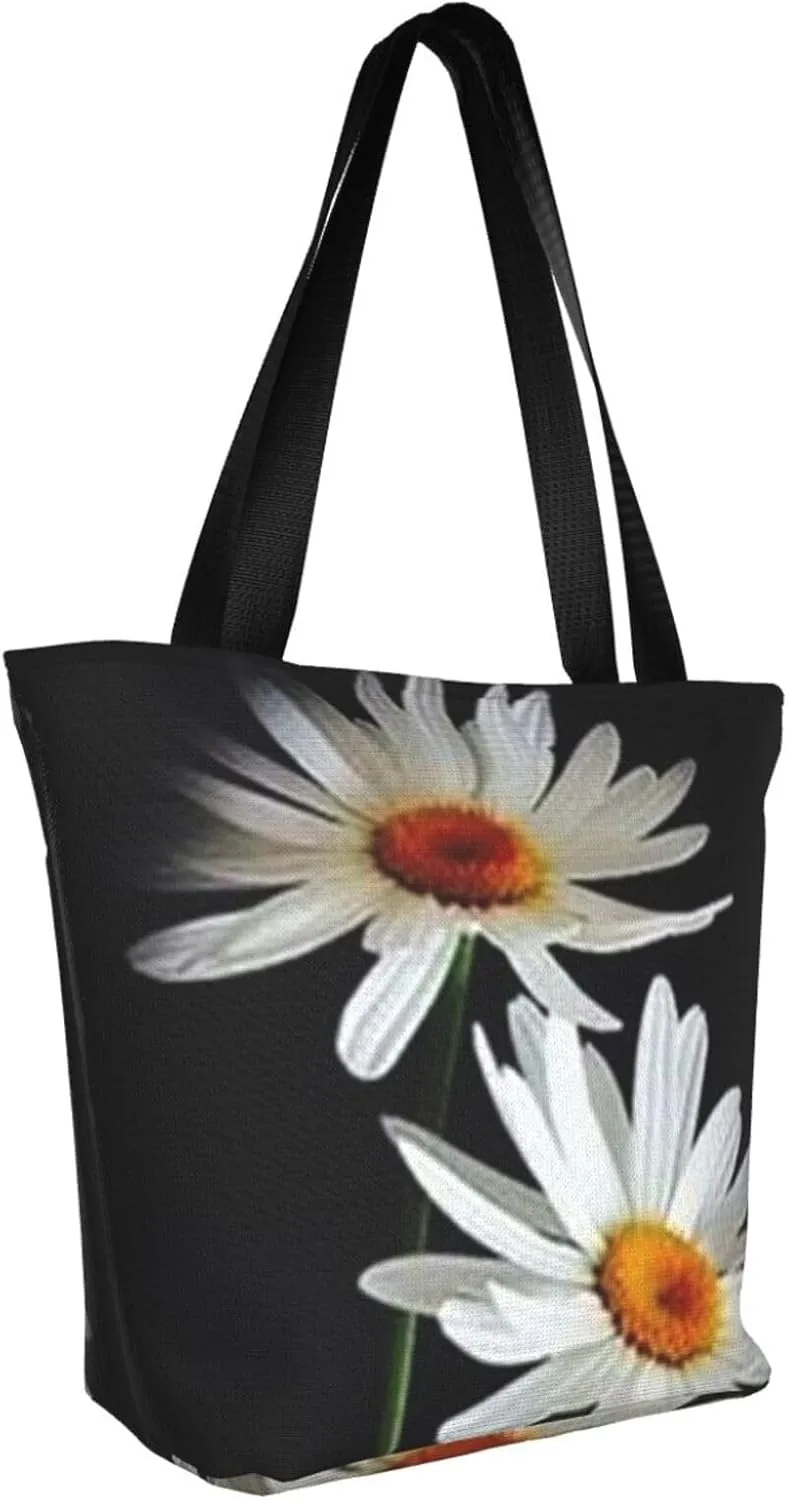 D-aisy Tote Shopping Bag, Hobo Bag Casual Handbag Large Capacity Shopping Work Bag. Black