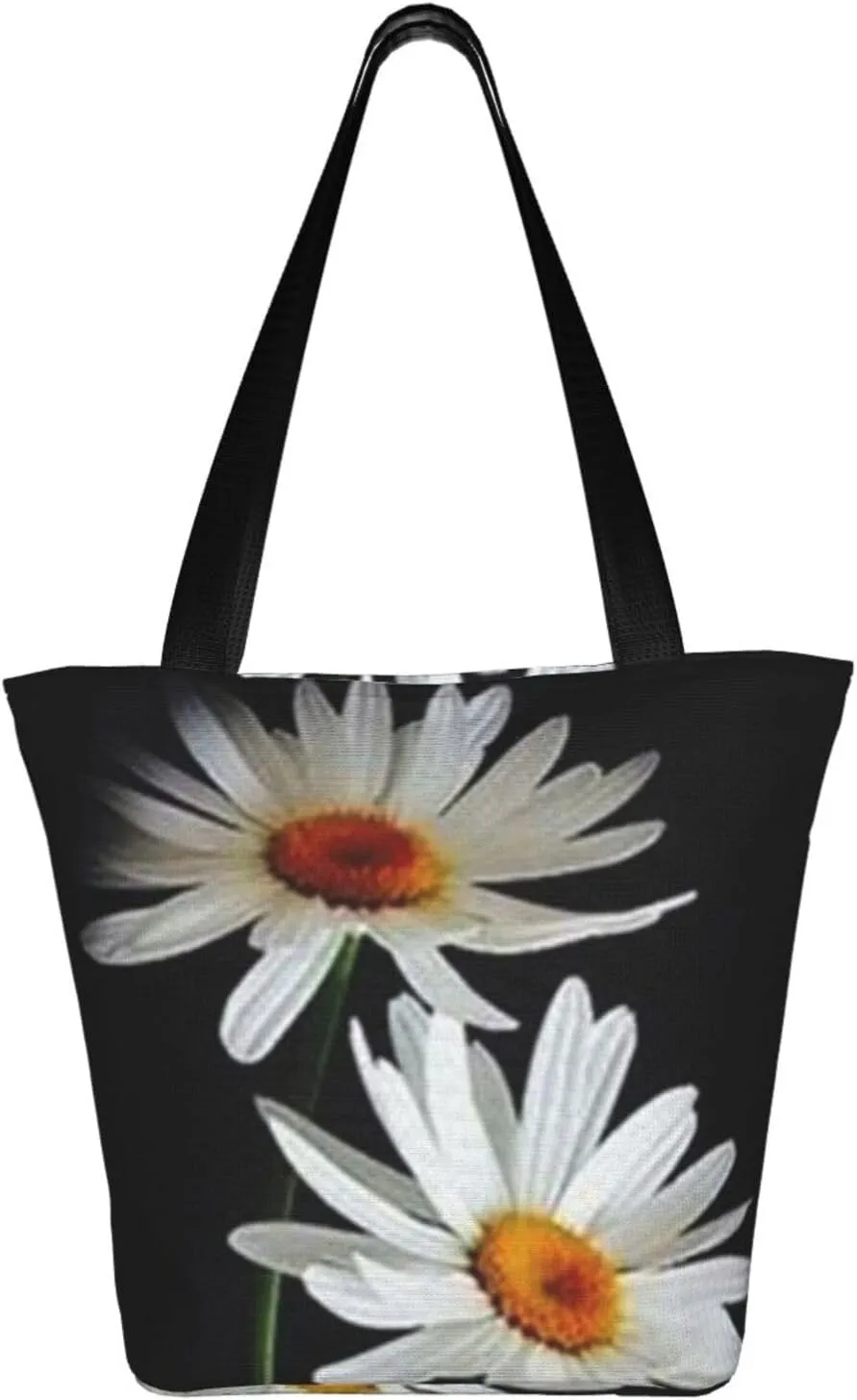 D-aisy Tote Shopping Bag, Hobo Bag Casual Handbag Large Capacity Shopping Work Bag. Black