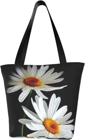 D-aisy Tote Shopping Bag, Hobo Bag Casual Handbag Large Capacity Shopping Work Bag. Black