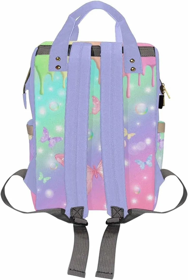 D-Story Customize Diaper Bag - Baby Bag For Mom, Nursing Bags - Gift Tote Bags & Backpacks - Personalized Name - Colorful Butterfly