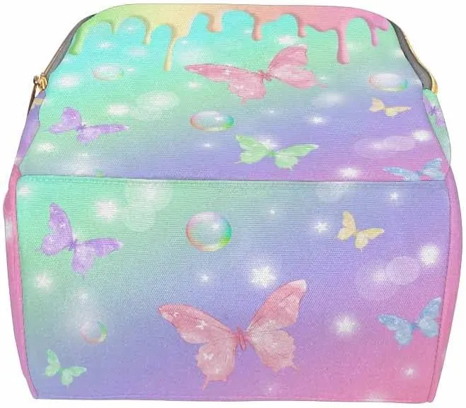 D-Story Customize Diaper Bag - Baby Bag For Mom, Nursing Bags - Gift Tote Bags & Backpacks - Personalized Name - Colorful Butterfly