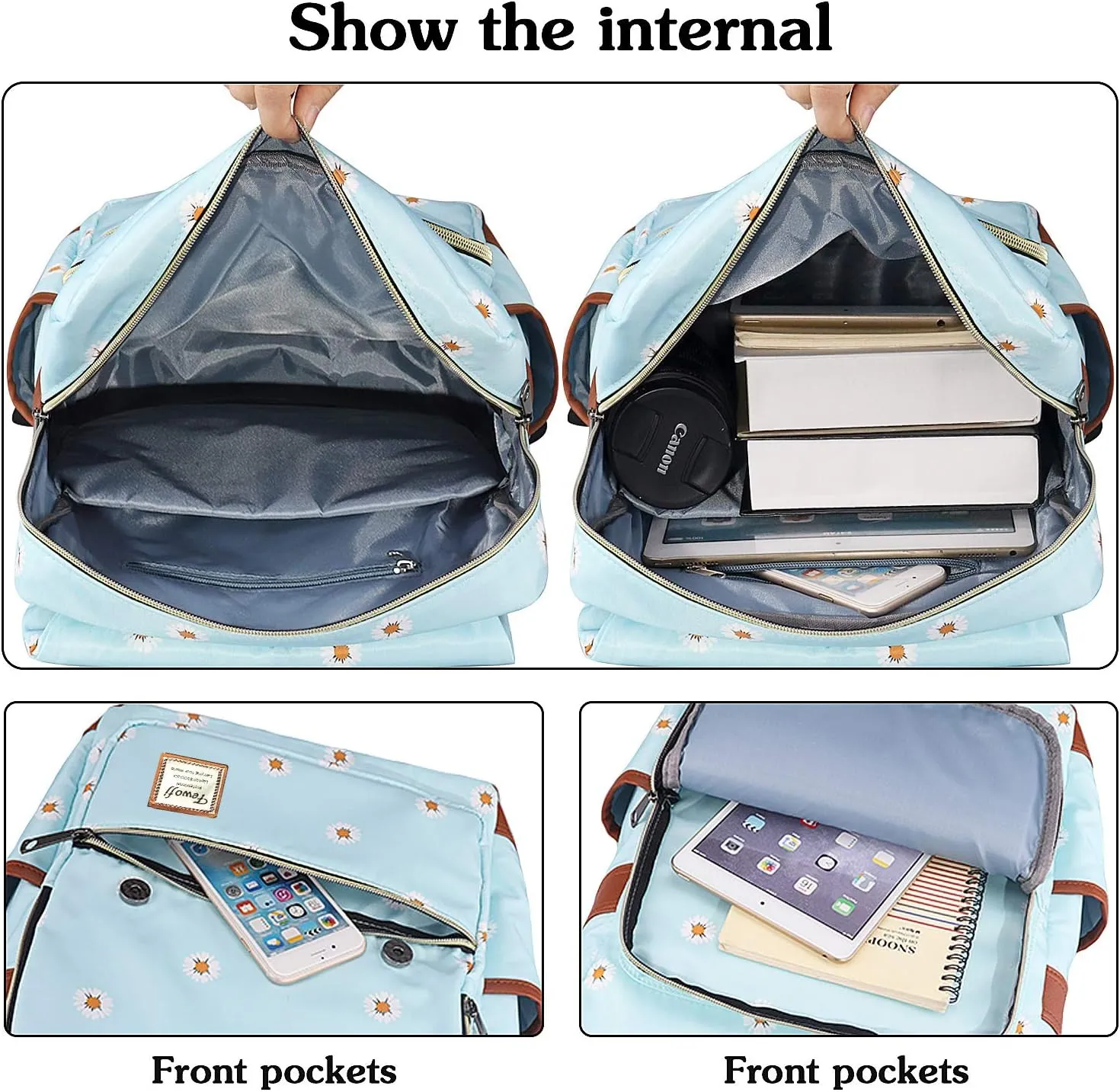 Daisy School Backpack for Girls, 15.6" Laptop Backpacks College School Bookbags Casual Daypack