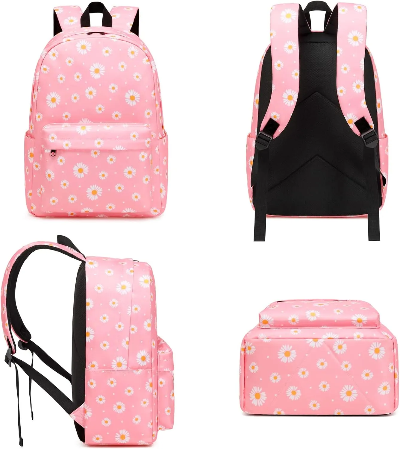 Daisy School Backpack for Girls Womens, School Bags Collge Bookbags Laptop Backpacks for Kids Teens Adults (Pink)