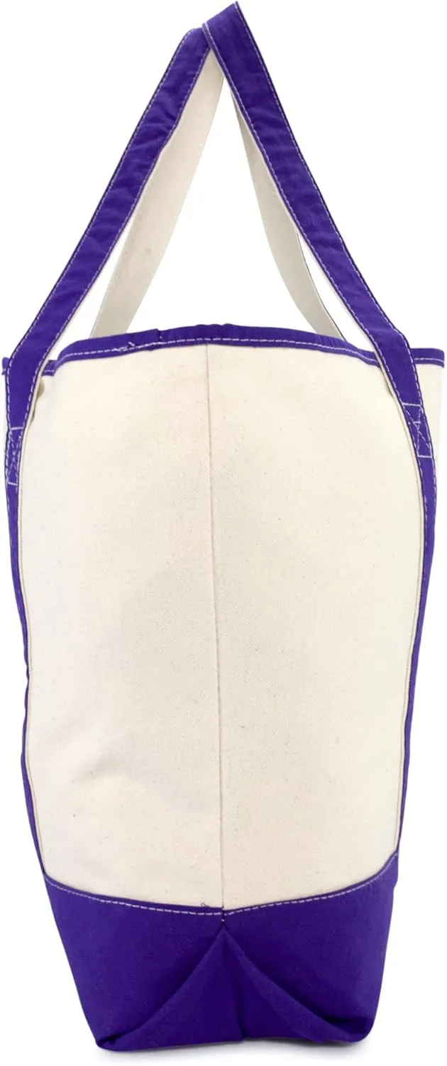 DALIX Women's Canvas Tote Bag Shoulder Bags Open Top Purple Monogram A-Z
