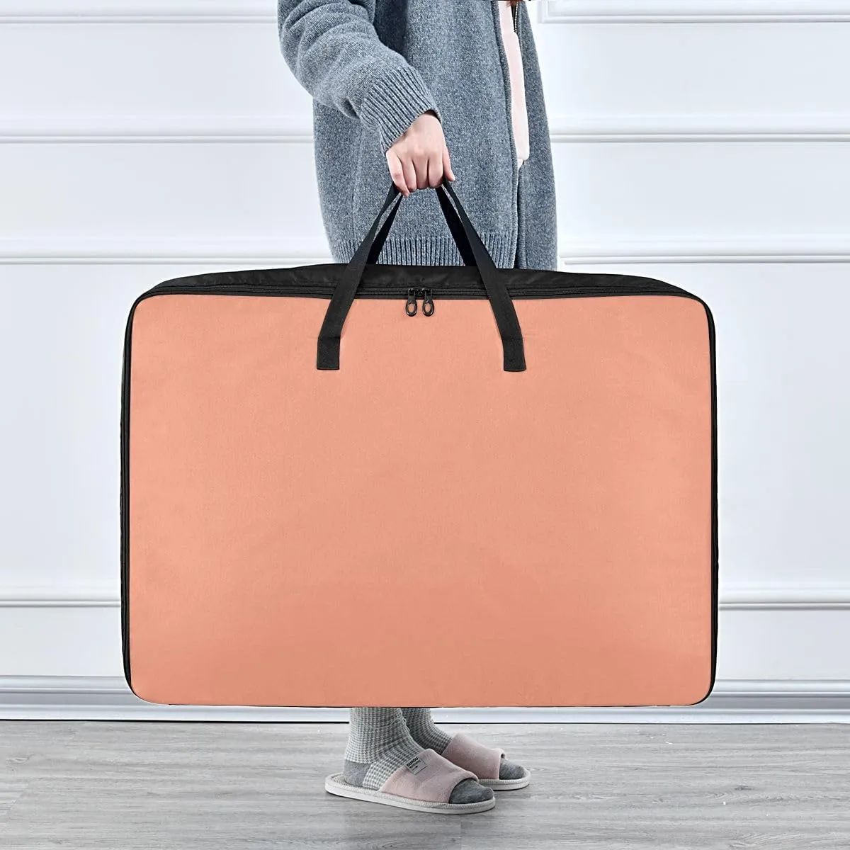 Dark Salmon Storage Bags Extra Large Moving Bags with Strong Zippers and Carrying Handles, Storage Organizer for Clothes, Bedding, Comforter