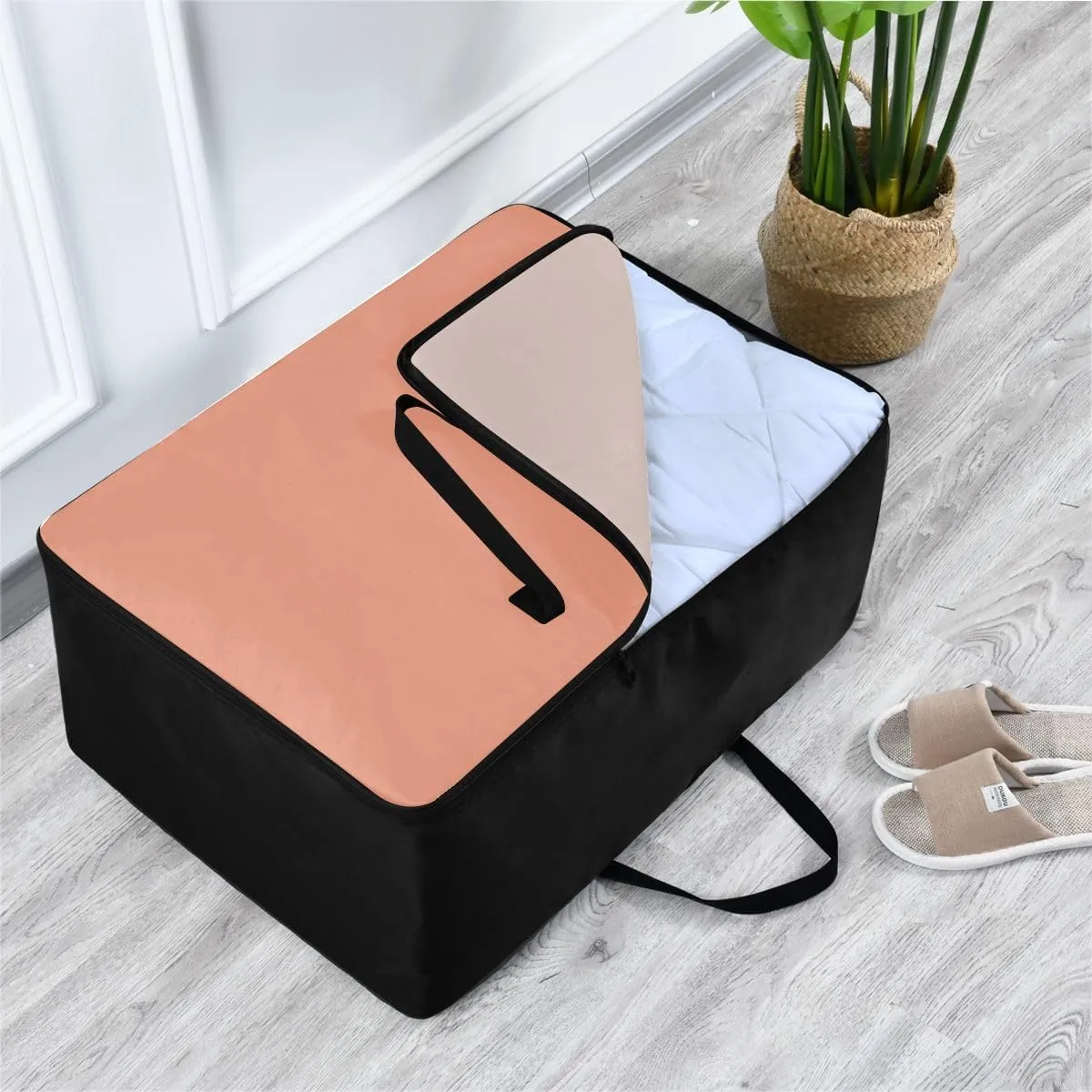 Dark Salmon Storage Bags Extra Large Moving Bags with Strong Zippers and Carrying Handles, Storage Organizer for Clothes, Bedding, Comforter