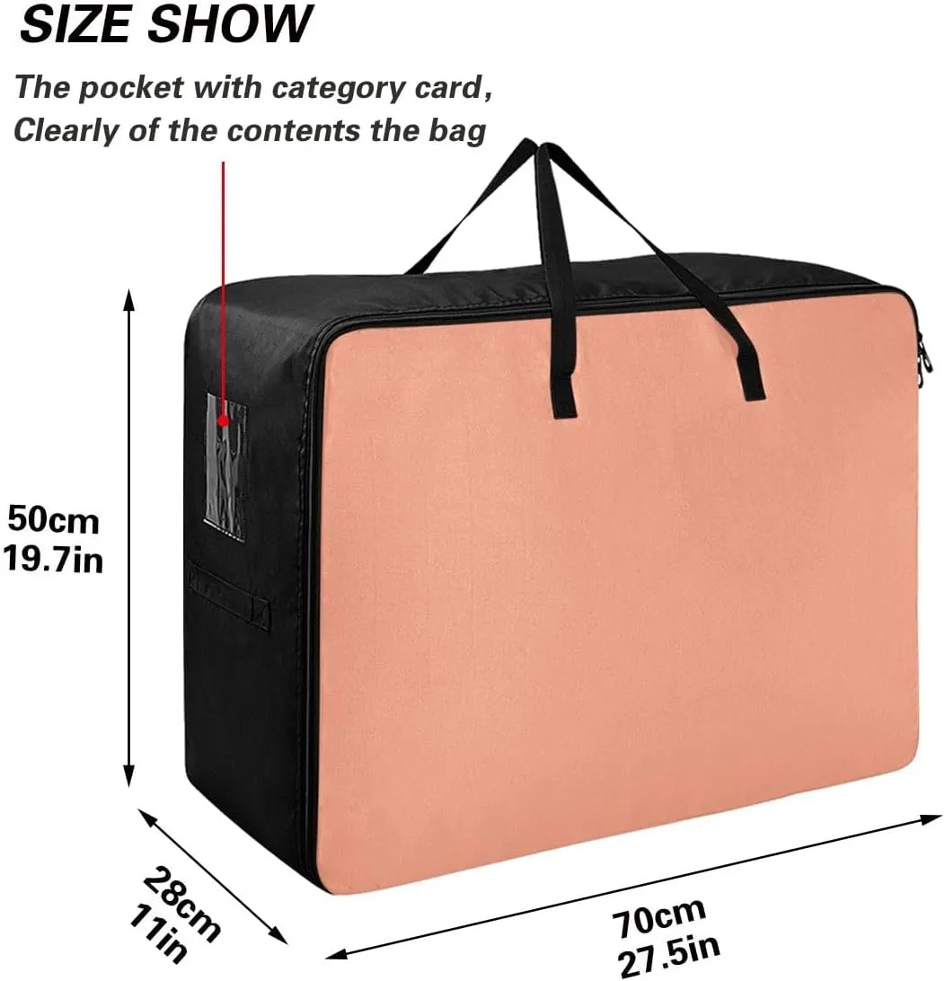Dark Salmon Storage Bags Extra Large Moving Bags with Strong Zippers and Carrying Handles, Storage Organizer for Clothes, Bedding, Comforter