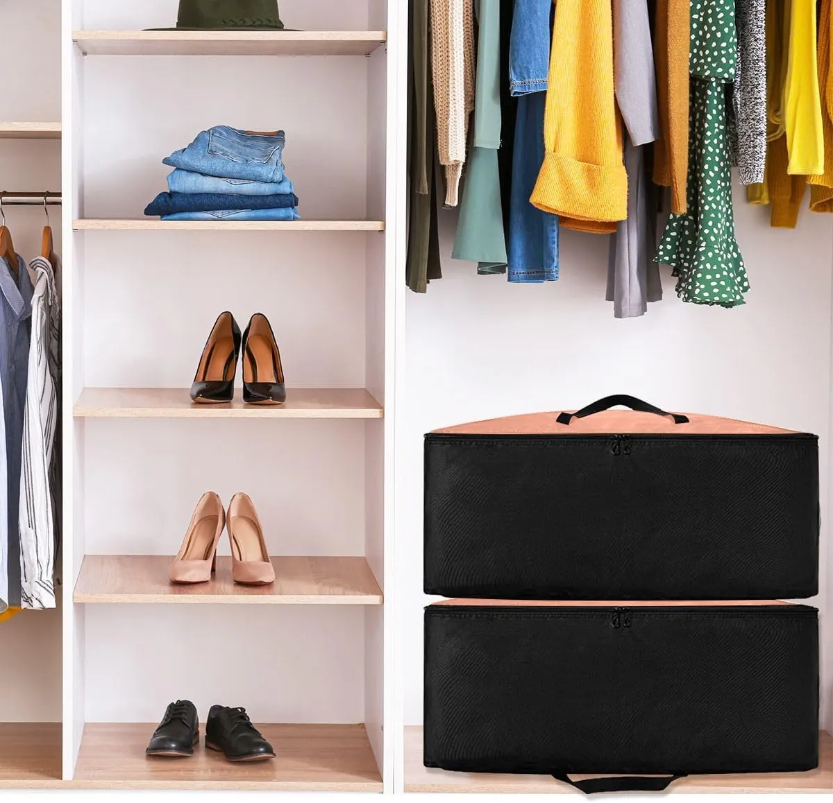 Dark Salmon Storage Bags Extra Large Moving Bags with Strong Zippers and Carrying Handles, Storage Organizer for Clothes, Bedding, Comforter
