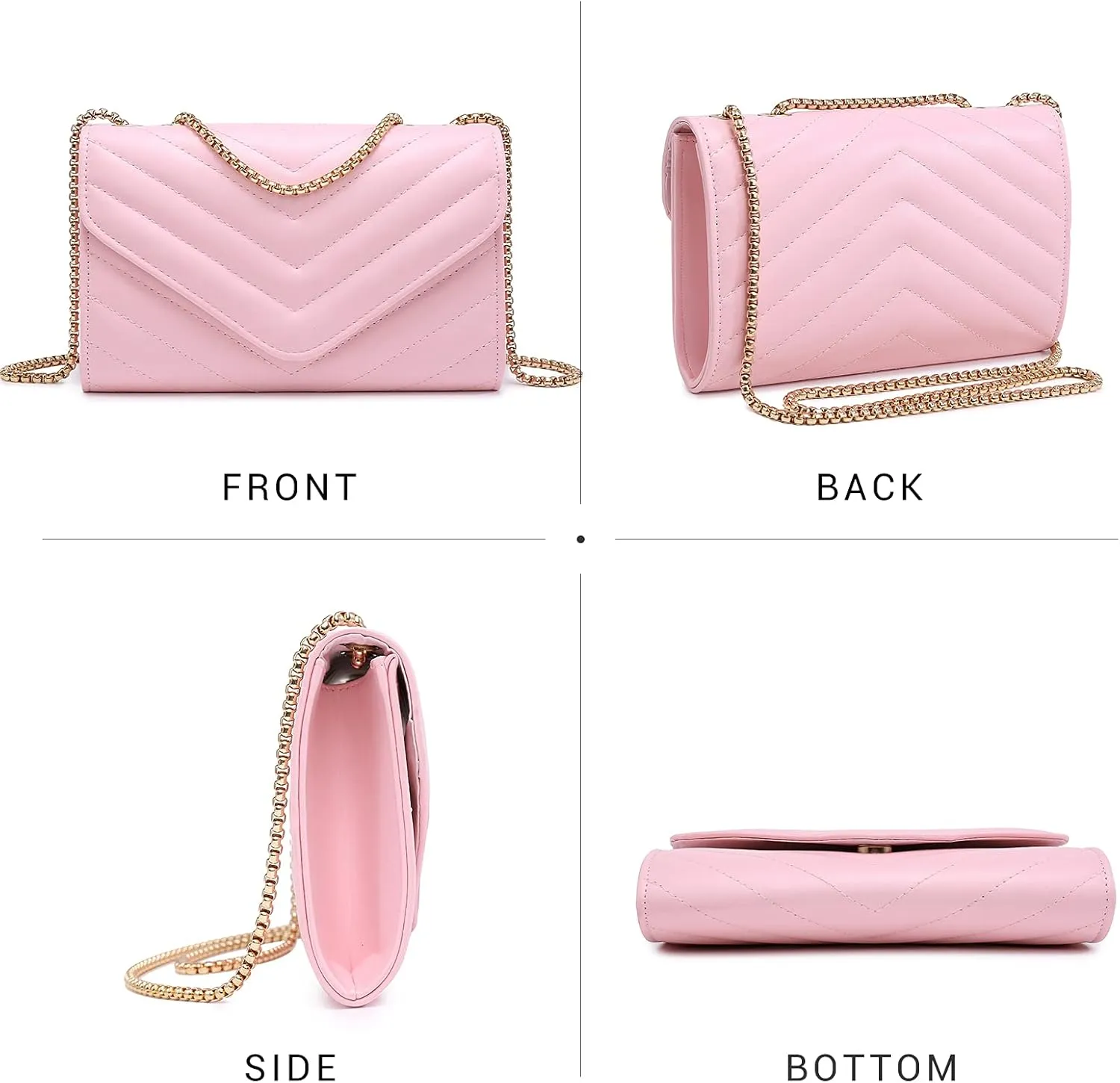 Dasein Women Small Quilted Crossbody Bags Stylish Designer Evening Bag Clutch Purses and Handbags with Chain Shoulder Strap