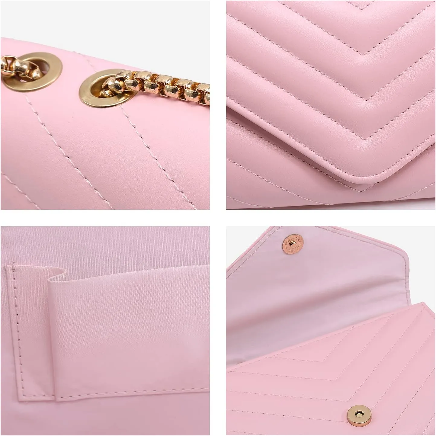 Dasein Women Small Quilted Crossbody Bags Stylish Designer Evening Bag Clutch Purses and Handbags with Chain Shoulder Strap