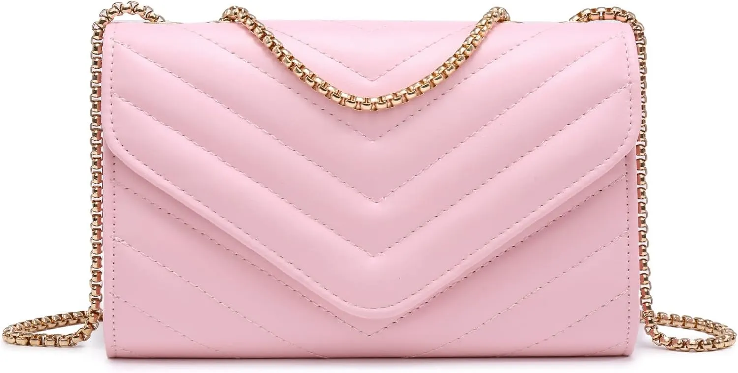 Dasein Women Small Quilted Crossbody Bags Stylish Designer Evening Bag Clutch Purses and Handbags with Chain Shoulder Strap