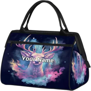 Deer Smoke Floating Travel Duffel Bag, Personalized Sports Gym Bag Custom for Women and Men Waterproof Overnight Weekender Carry On Tote Bags for Airplanes, Traveling, Gym, Football, Hospital Bag