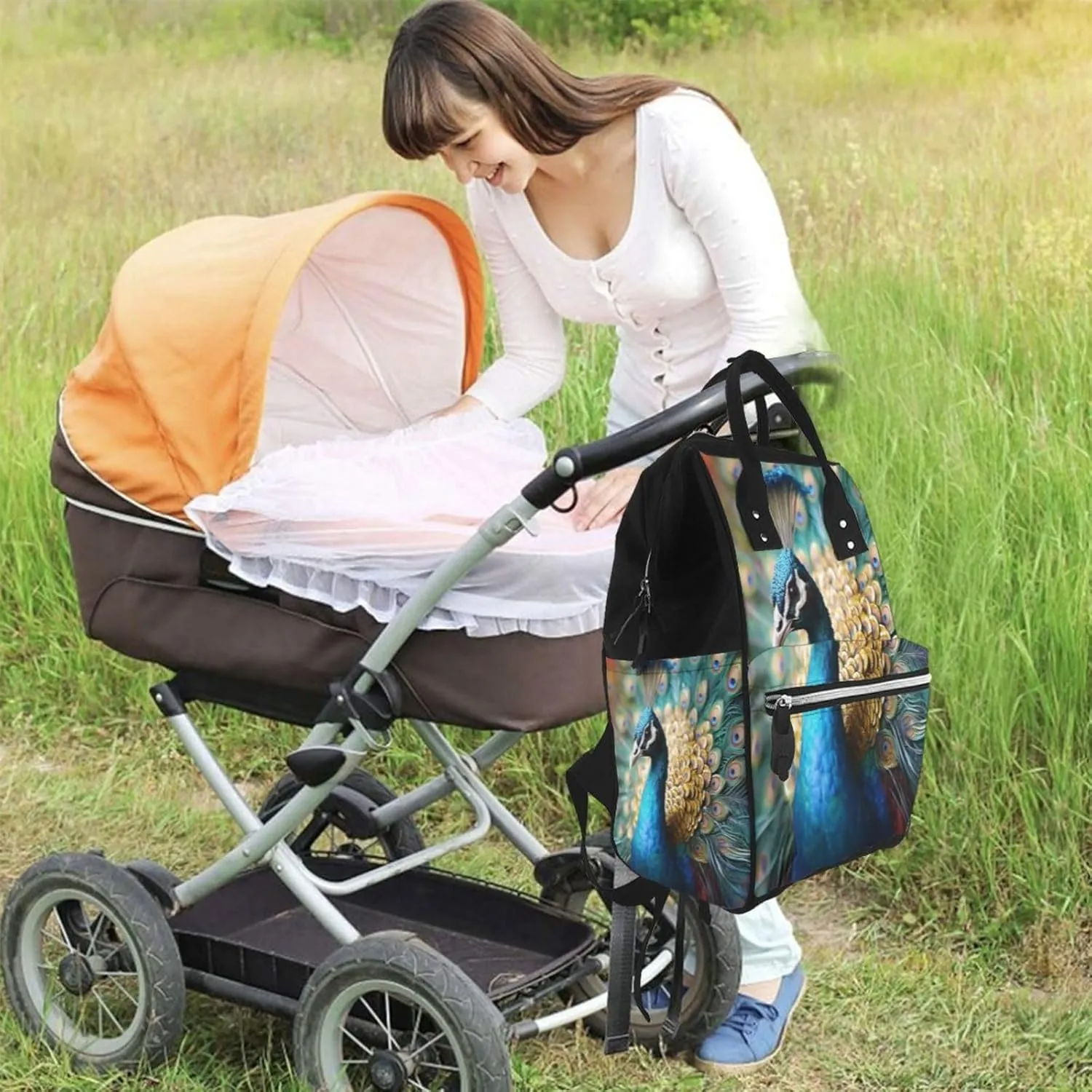 Diaper Bag Backpack Beautiful peacock Nappy Backpack Maternity Baby Nappy Bag Changing Bags for Travel