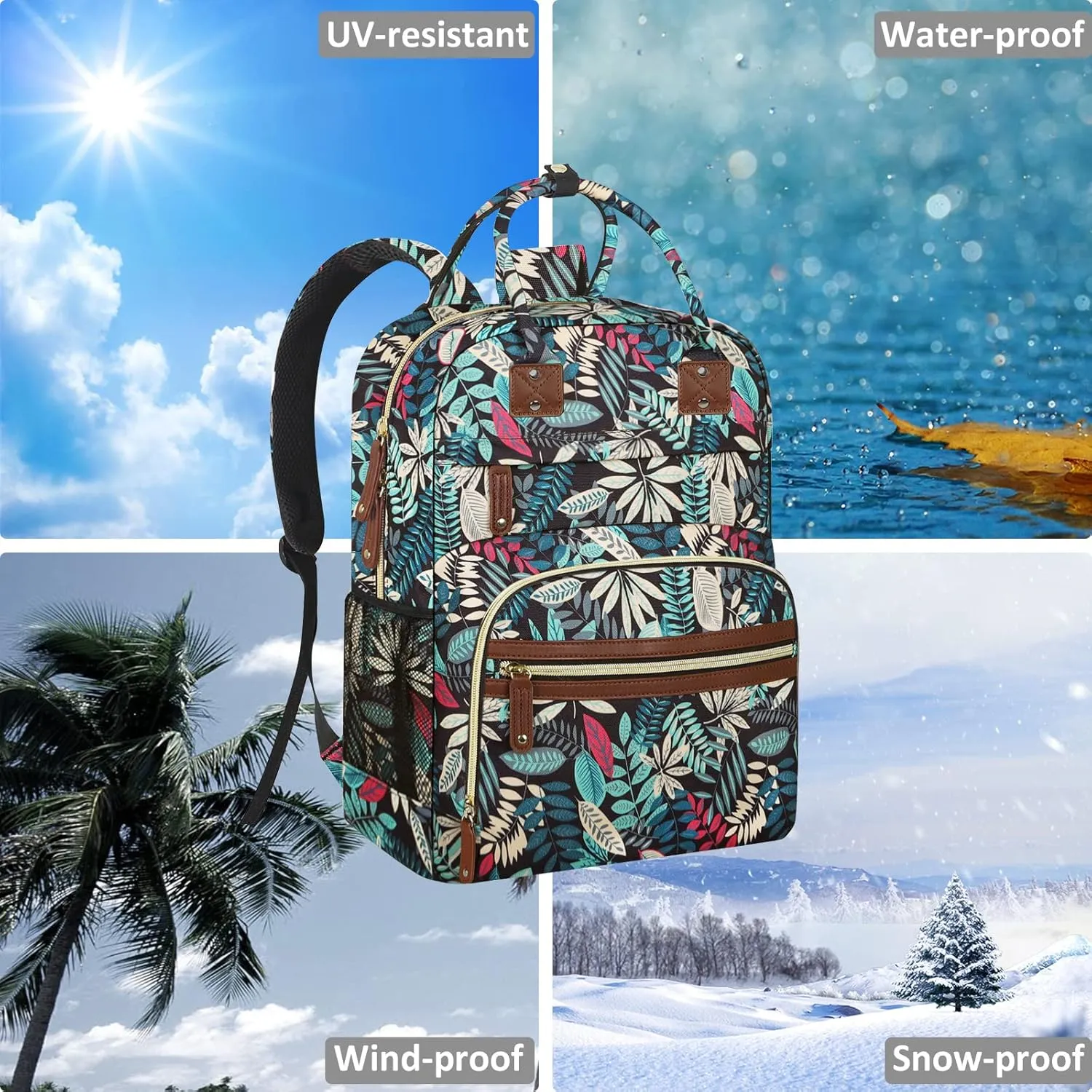 Diaper Bag Backpack Tote for Women Large Capacity, Baby Bag with Insulated Pockets Multifunctional Diaper Bags For Baby Girl Boy Waterproof Baby Bags For Boys Girls Mama Maternity Bag Colorful Leaves