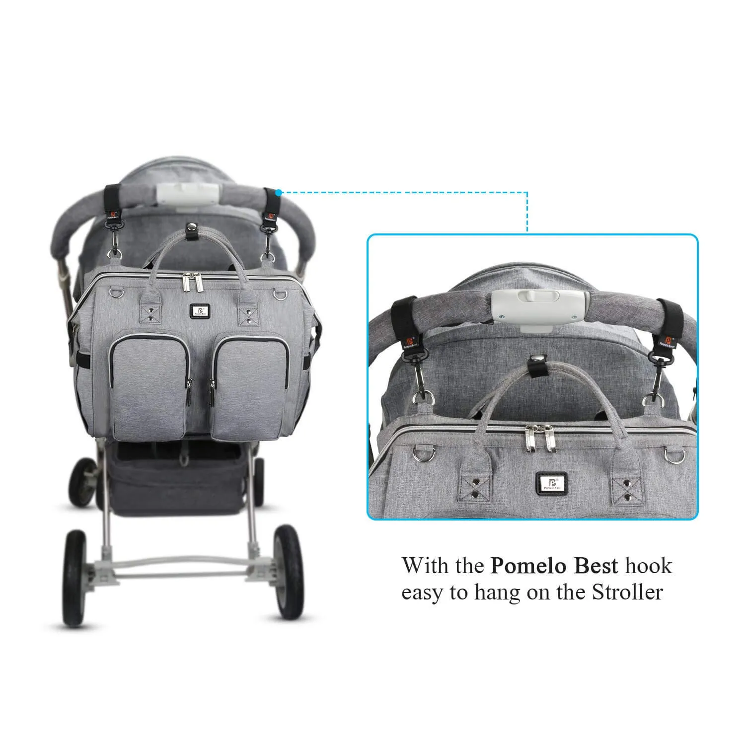 Diaper Bag Totes with Changing Pad & Stroller Straps, Large Portable Newborn Baby Bags, Unisex and Stylish Travel Diaper Backpacks for Mom and Dad (Light grey)