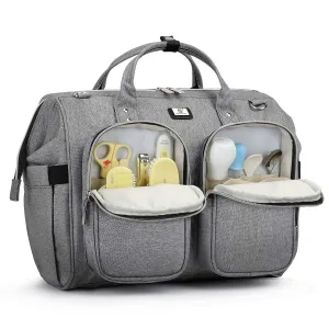 Diaper Bag Totes with Changing Pad & Stroller Straps, Large Portable Newborn Baby Bags, Unisex and Stylish Travel Diaper Backpacks for Mom and Dad (Light grey)