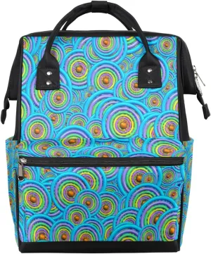 Digital Art Circles Round Diaper Bag Tote Large Capacity Waterproof with Adjustable Shoulder Strap and Pram Straps Mommy Bag for Hospital Beach Weekender Travel