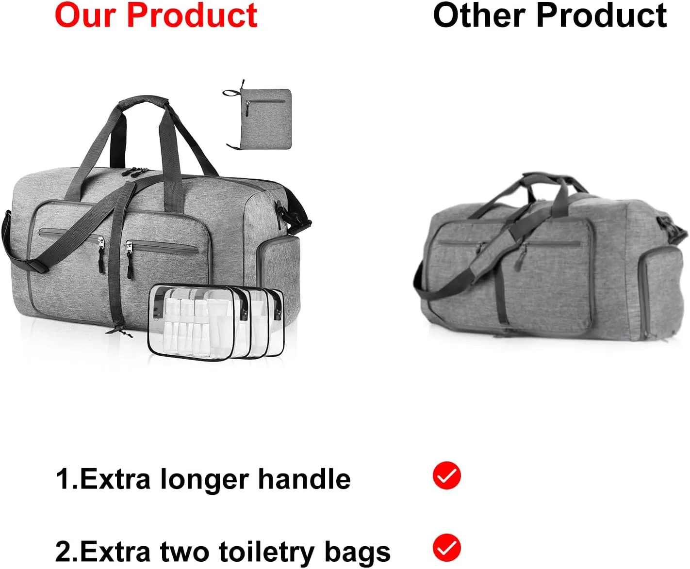 Dimayar 115L Travel Duffle Bag - Foldable Duffel Bag with Shoes Compartment - Overnight Bags Waterproof & Tear Resistant(Red)