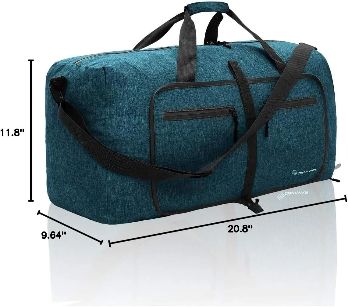Dimayar 40L Travel Duffle Bag for Men Women - Foldable Duffel Bag with Shoes Compartment - Overnight Bags Waterproof & Tear Resistant(Green)