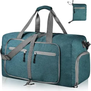 Dimayar 40L Travel Duffle Bag for Men Women - Foldable Duffel Bag with Shoes Compartment - Overnight Bags Waterproof & Tear Resistant(Green)