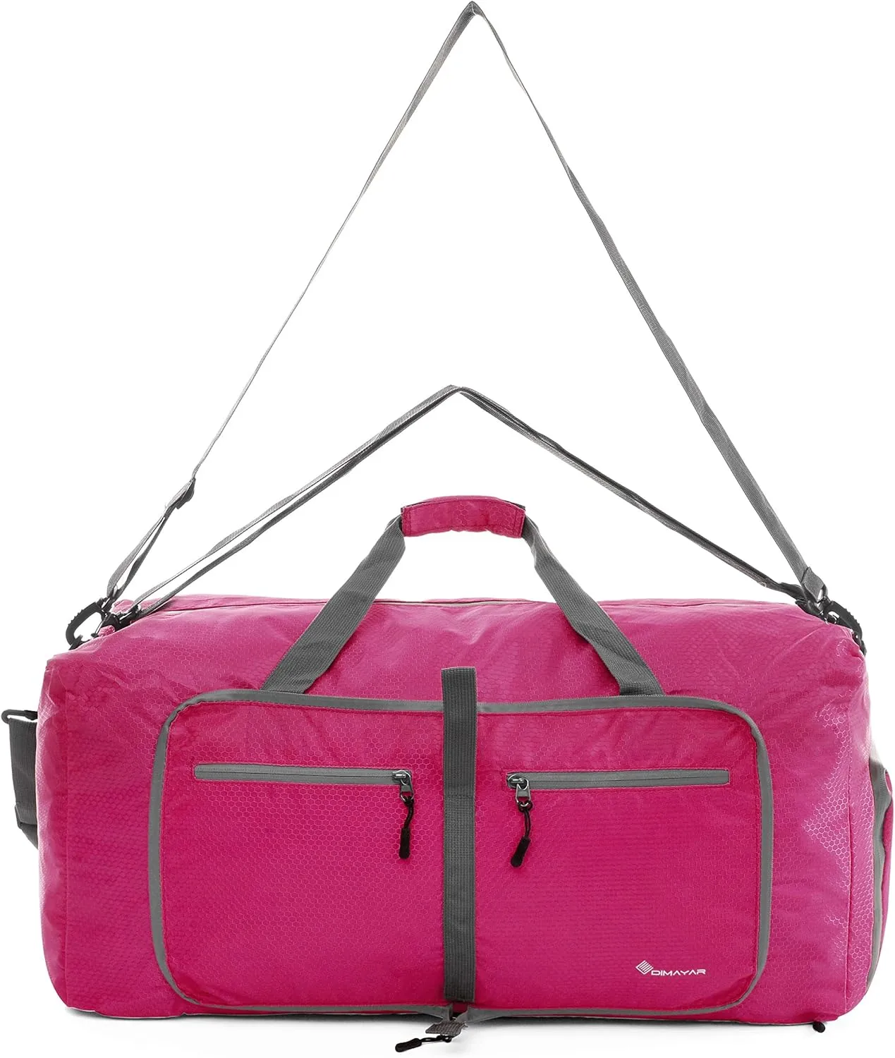 Dimayar Travel Duffle Bag for Men Women - Foldable Duffel Bag with Shoes Compartment - Overnight Bags Waterproof & Tear Resistant(40L,Fuchsine)