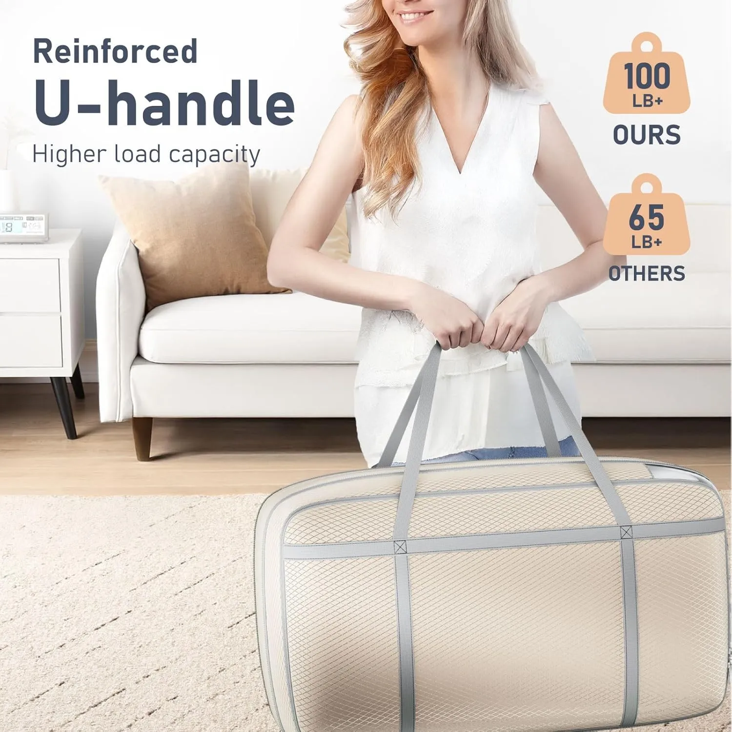DIMJ Compression Moving Bags - Extra Large Heavy Duty Comforter Storage Bag with Window, Packing Totes With Strong Handles & Zipper, Space Saving Box Containers For Blanket, Clothes, Bedding, 2 Pack