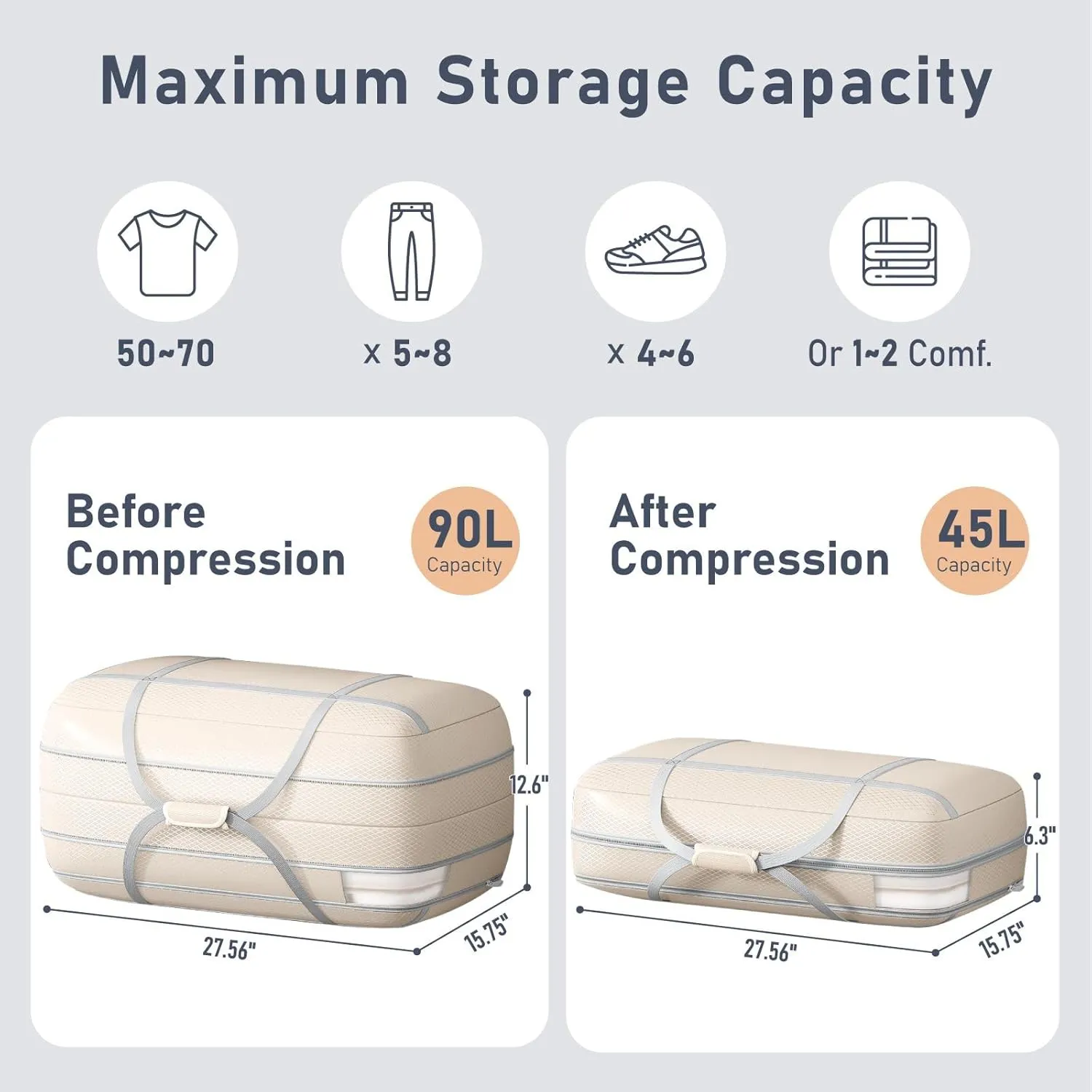DIMJ Compression Moving Bags - Extra Large Heavy Duty Comforter Storage Bag with Window, Packing Totes With Strong Handles & Zipper, Space Saving Box Containers For Blanket, Clothes, Bedding, 2 Pack