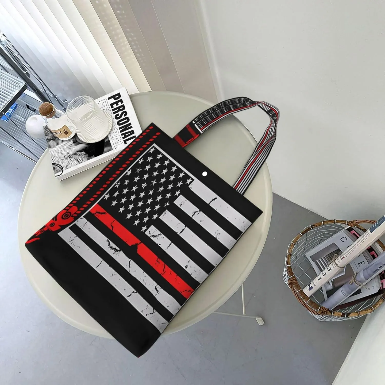 Dirt Bike Racing Motocross Race American Flag Canvas Totes Bag Shoulder Bags Shopping Crossbody 13.8 X 15.4 inch