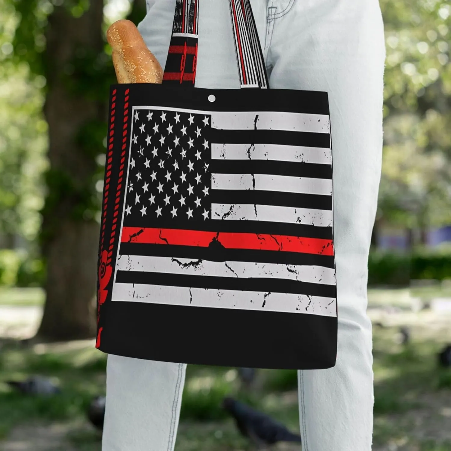 Dirt Bike Racing Motocross Race American Flag Canvas Totes Bag Shoulder Bags Shopping Crossbody 13.8 X 15.4 inch