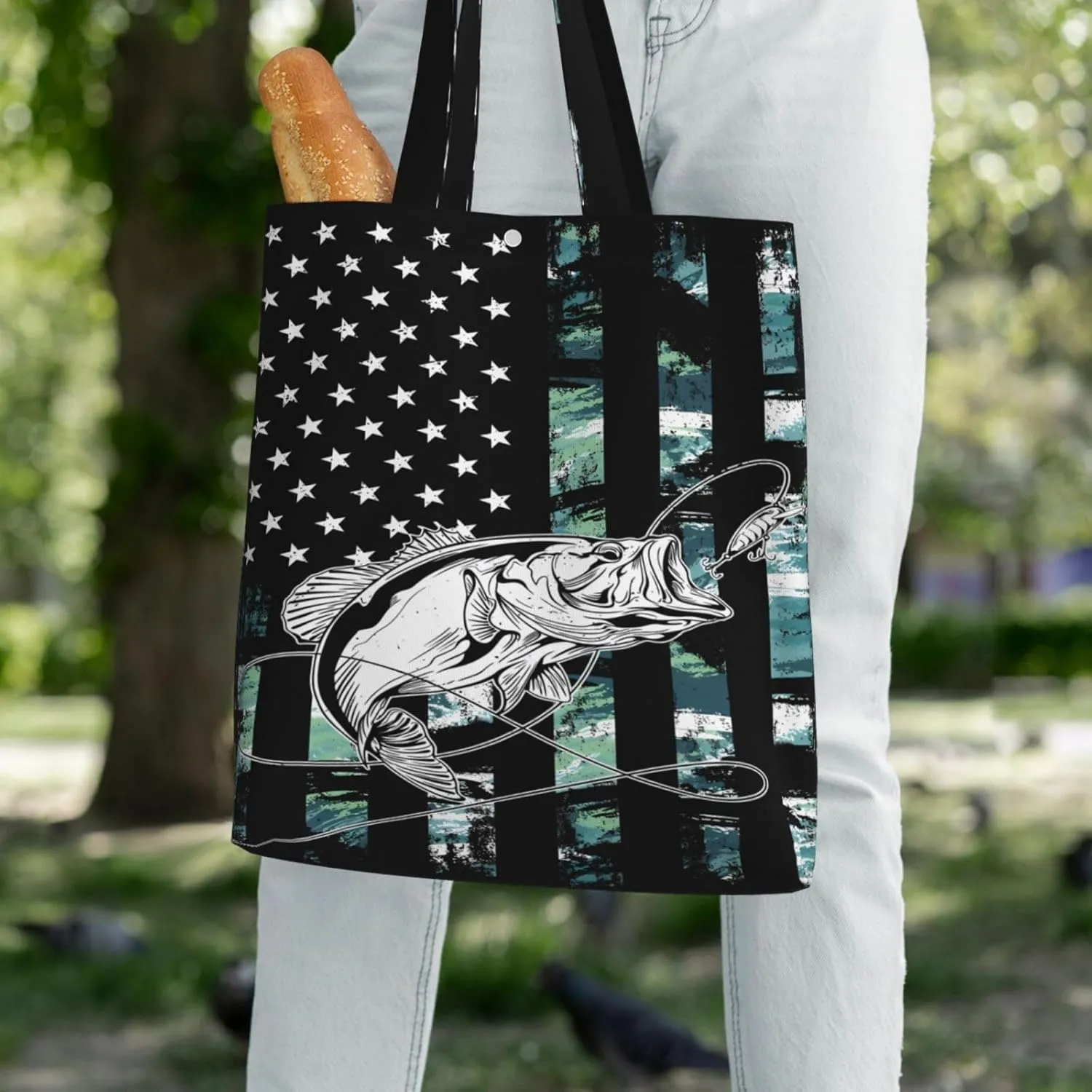 Dirt Bike Racing Motocross Race American Flag Canvas Totes Bag Shoulder Bags Shopping Crossbody 13.8 X 15.4 inch