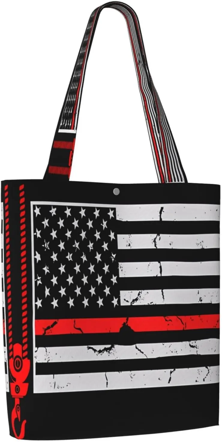 Dirt Bike Racing Motocross Race American Flag Canvas Totes Bag Shoulder Bags Shopping Crossbody 13.8 X 15.4 inch