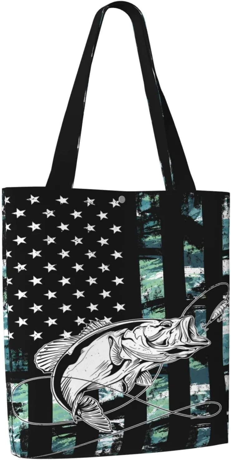 Dirt Bike Racing Motocross Race American Flag Canvas Totes Bag Shoulder Bags Shopping Crossbody 13.8 X 15.4 inch