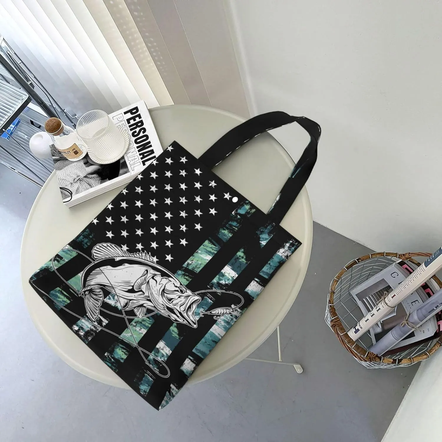 Dirt Bike Racing Motocross Race American Flag Canvas Totes Bag Shoulder Bags Shopping Crossbody 13.8 X 15.4 inch
