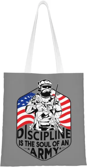 Discipline Is The Soul Of An Army Tote Bag for Women Canvas Shopping Bags Reusable Beach Bag Grocery Bags Tote Shoulder Bag Gift Bags