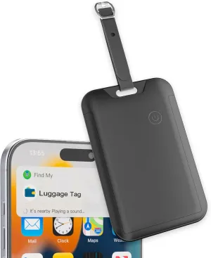 Discreet Find My Luggage Tag, Hidden Built-in Tracker Similar to Apple AirTag, Wireless Charging, Waterproof & Dustproof, Easily Track Suitcases, Work Bags, Sports Bags, Backpacks